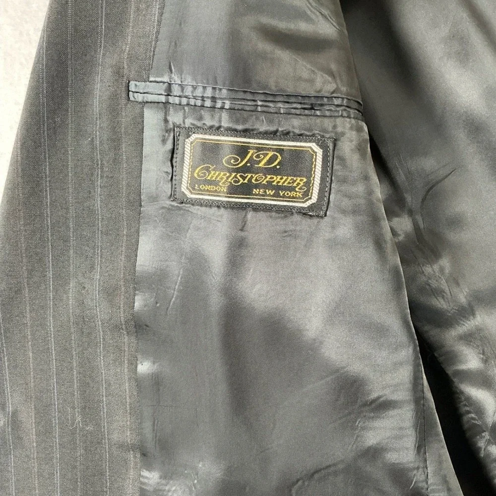 JD Christopher‎ London New York Mens Pinstripe Blazer Romani L41 Charcoal Grey